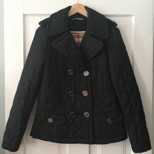 Auth Burberry Brit Double Breasted Quilted Jacket
